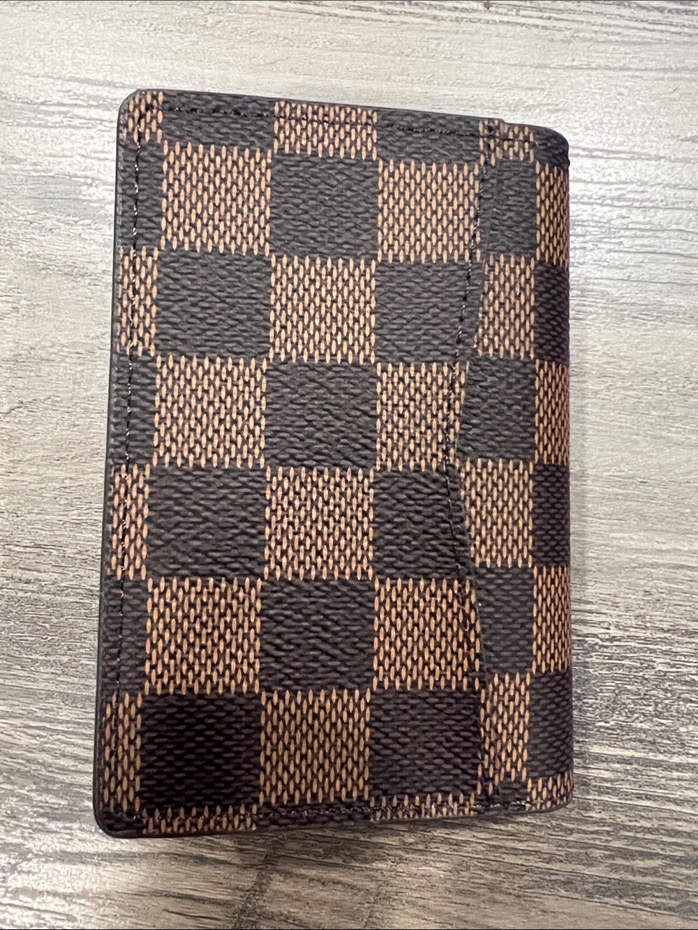 Designer Inspired Brown Damier Canvas Card Holder - Picture 3 of 4